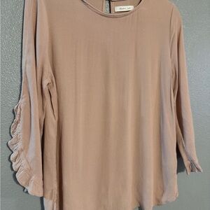 Mustard Seed Blush Ruffle Sleeve Blouse